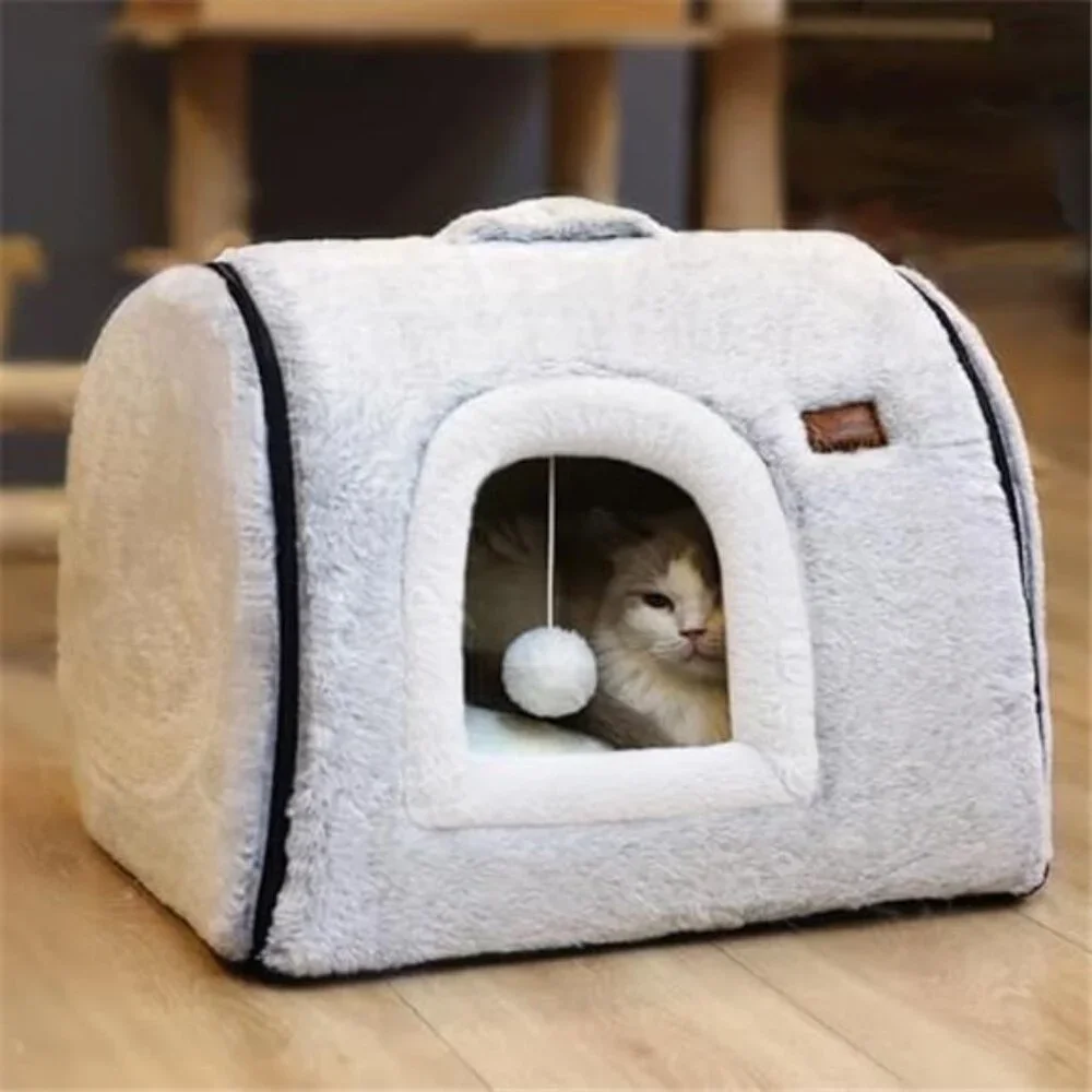 Cozy Cat Bed Cave Indoor Cat House Soft Enclosed Kitty Tent Removable Pillow